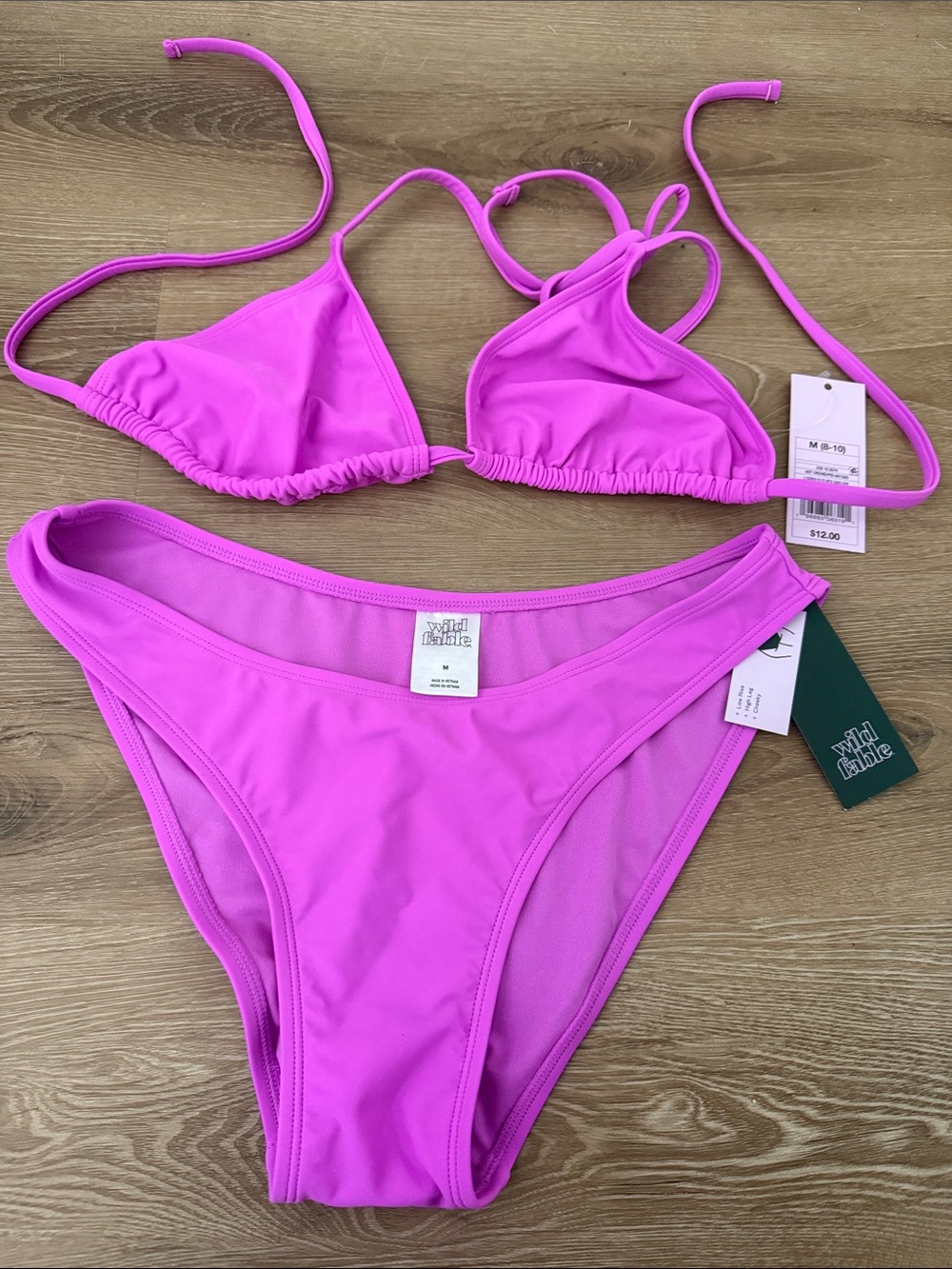 wild fable Bright Pink Triangle Bikini Set